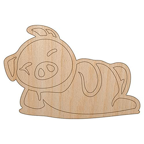 Lazy Pig Lounging Unfinished Wood Shape Piece Cutout for DIY Craft Projects - 1/8 Inch Thick - 4.70 Inch Size Sniggle Sloth