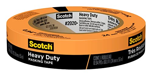 Scotch Heavy Duty Painter's Tape, 0.94 in x 60.1 yd, For Use On Vinyl, Carpet, Metal, & Plastic, Indoor & Outdoor Masking Tape, Bonds Aggressively, - WoodArtSupply