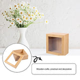 Alipis Wooden Box Wood Glass Storage Box Square Jewelry Display Case Unfinished Wood Box with Clear Window, Desktop Storage Box with Lid Stash Box Alipis