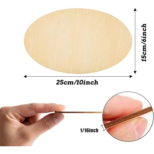 Wood Ovals for Crafts, 10 Pcs Unfinished Wood Oval，Natural Oval Wood Slices Crafts, Wooden Oval Cutout,Painting and Wedding Decorations (250x150x2mm)