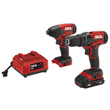 SKIL 20V 2-Tool Combo Kit: 20V Cordless Drill Driver and Impact Driver Kit Includes 2.0Ah PWR CORE 20 Lithium Battery and Charger - CB739001 Skil