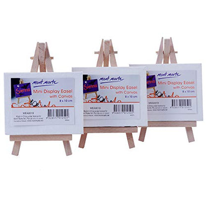 Mont Marte Mini Easel and Mini Canvas 8x10cm for Painting Craft Drawing,Nice Art Set Contains 36 Canvases and Easels - WoodArtSupply