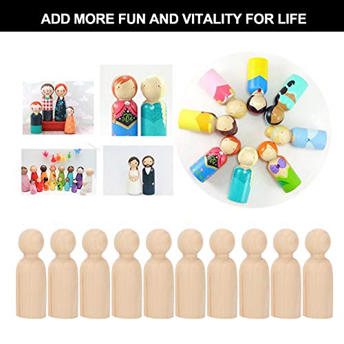 Wooden Peg Dolls Unfinished Wooden Peg Dolls Set Bodies, 10pcs 75mm Unfinished People Shapes Wooden People Figures Angel Dolls for DIY Craft Painting zjchao