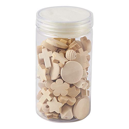 Elecrelive 100pcs/box Assorted Natural Wood Spacer Beads 10 Styles Unfinished Wooden Loose Beads for Arts Crafts DIY Jewelry Making Hole:1.5-3mm - WoodArtSupply