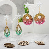 26pcs Wooden Earring Charms Unfinished Natural Wood Filigree Pendants in Teardrop & Kite & Flower & Rhombus & Triangle Shape with Earring Hooks & EEE ELECRELIVE