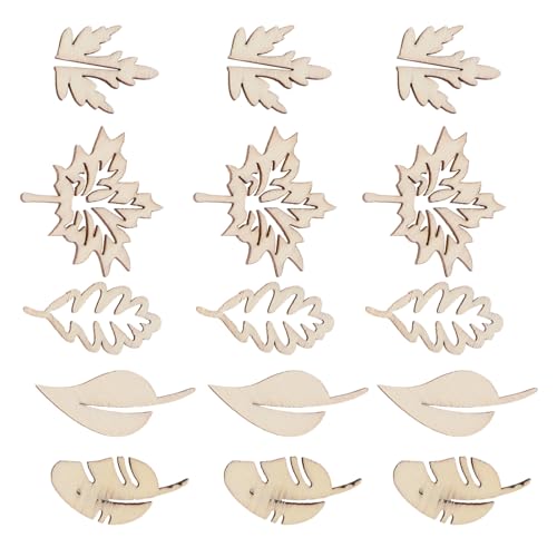 TEHAUX 50pcs Unfinished Wood Shapes Chip Wedding Ornament DIY Handcraft Slice Wood Leaves for Crafts Wedding Decor Cutouts Embellishments Unfinished - WoodArtSupply