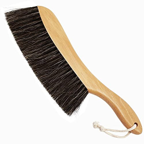 Horse Hair Brush Hand Broom Dusting Brush for Home Cleaning, Wood Handle Soft Brush Duster for Counter Furniture, Bed, Bench Fireplace,Car, Shop VEEBELL
