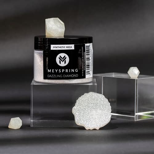 MEYSPRING Dazzling Diamond - White Glitter Mica Powder - Resin Glitter - White Mica Powder for Epoxy Resin - Resin Color - Mica Powder for Lip Gloss - WoodArtSupply