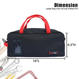 MELOTOUGH 16 Inch Tool Bag Canvas Tool Tote Bags with Zipper Heavy Duty Portable Tool Bag Organizer for Electrician,Plumbing,Technician,HVAC (Black) MELOTOUGH