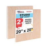 U.S. Art Supply 20" x 20" Birch Wood Paint Pouring Panel Boards, Studio 3/4" Deep Cradle (Pack of 2) - Artist Wooden Wall Canvases - Painting U.S. Art Supply