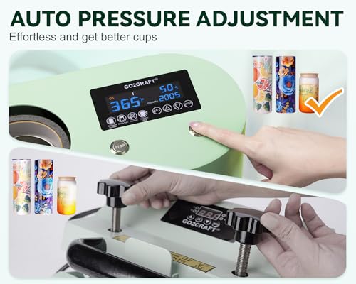 GO2CRAFT Auto Seamless Tumbler Heat Press Machine for Full Print, Automatic Rotation Advanced Cup Heat Press with Fast & Even Heating, 4 Memory Modes GO2CRAFT