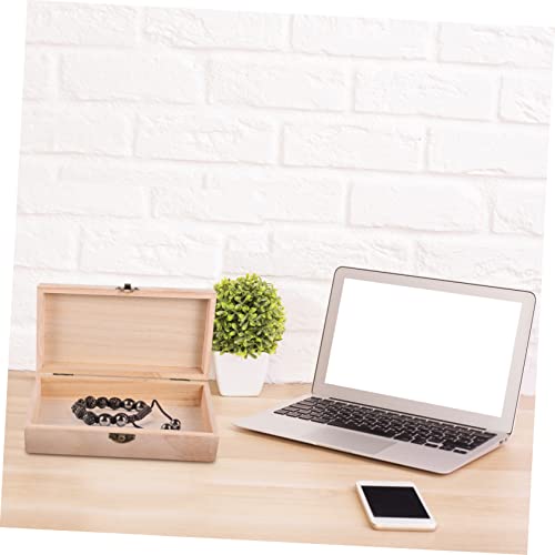 VOSAREA 2 Sets 2pcs Solid Wood Storage Box Makeup Organizer Unfinished Jewelry Organizer for Women Sundries Container Retro Style Container Treasure VOSAREA