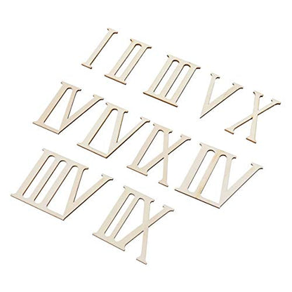 Supvox 24 Pcs Unfinished Wood Letters Roman Numerals Shapes Wooden Slices Wood Numerics Numbers Ornaments for Arts and Crafts 7cm