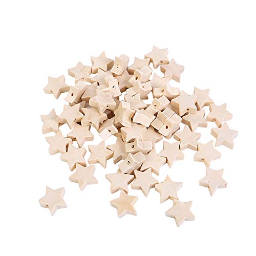 ccHuDE 100 Pcs Star Shape Natural Wood Beads Unfinished Wooden Loose Beads Spacer Beads with Hole for Craft Jewelry Making ccHuDE