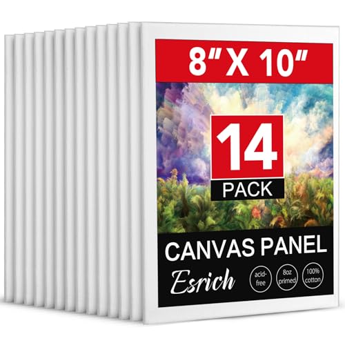 ESRICH Canvases for Painting 8x10In,14 Pack Blank Canvas Boards Bulk - 100% Cotton Art Canvas for Oil, Acrylic & Watercolor Painting. - WoodArtSupply