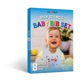 Baby Bibs Set - 2 Ply Knit Terry Solid White Feeder Bibs - Kit Includes, 8 Bibs, 8 Fabric Markers, 8 Stencils, - Baby Gifts - Registry For Baby - KOOL KRAFTS