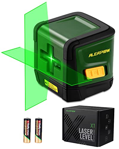 ALEAPOW Self-Leveling Laser Level, 100ft Green Cross Line Laser, Compact and Lightweight, Horizontal&Vertical Line for DIY Application, Rotatable - WoodArtSupply