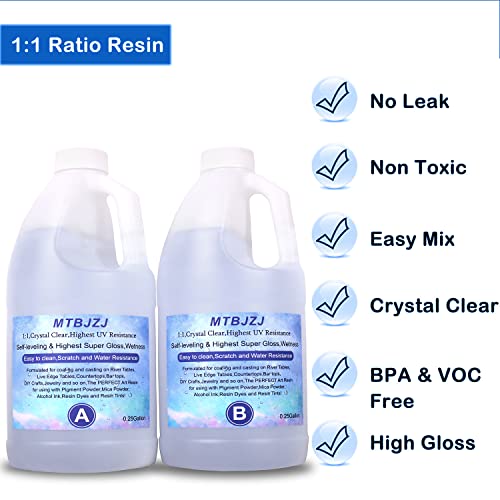 Crystal Clear Epoxy Resin - Epoxy Resin Kit Scratch Resistant, UV Resistant Resin and Hardener | for Resin Molds, Desktop, Craft, Jewelry Casting, MTBJZJ