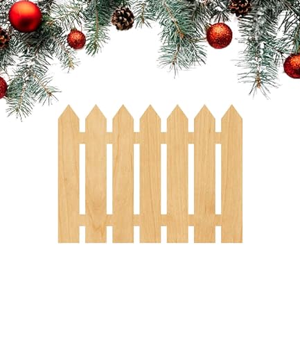 3 Pcs Picket Fence Supply 3" Wooden Shape Ornaments Unique Unpainted Smooth Surface Unfinished Laser Cutout Wood Sheets Boards for Crafts 1/8 Inch