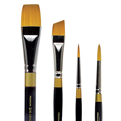 KINGART Original Gold Series Premium Golden Taklon Multimedia Artist Brushes, Painting Tools for Oil, Acrylic, Watercolor and Gouache, Gift Box, Set KINGART