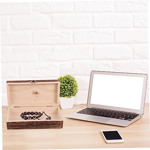 NOLITOY 2 Sets 2pcs Solid Wood Storage Box Antique Decor Small Containers Country Jewelry Wood Decor Unfinished Wood Jewelry Storage Case Retro Style NOLITOY