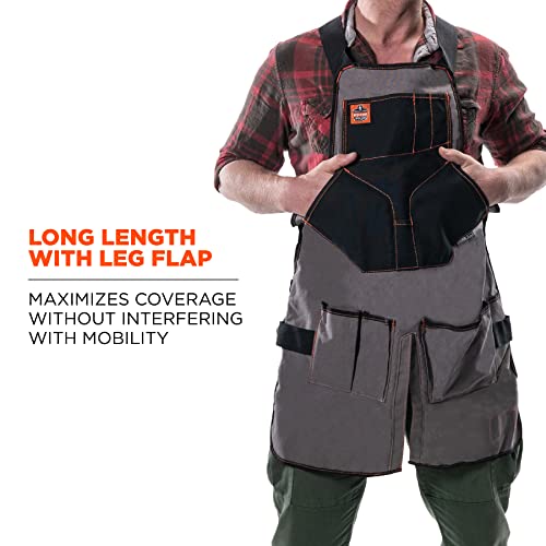 Ergodyne - 13696 Arsenal 5705 Full Length Tool Work Apron, 13-Pockets, Gray Ergodyne