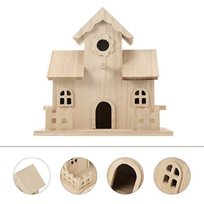 Balacoo Wooden Bird House Bird Nest Unfinished Unpainted Wood Birdhouse Hanging Sleeping Nest Indoor Outdoor Bird House Garden Bird Bed for Squirrel - WoodArtSupply