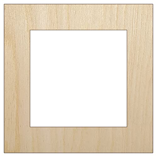 Square Box Frame Unfinished Wood Shape Piece Cutout for DIY Craft Projects - 1/4 Inch Thick - 6.25 Inch Size Sniggle Sloth