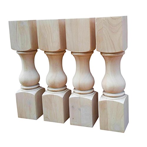 Design 59 18 Inch Traditional Bench Legs or Coffee Table Legs- Unfinished Wood, Wide- Set of 4 - WoodArtSupply