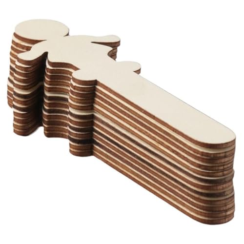 hobbyhub 30Pcs Girls Shaped Wood Craft Sticks, Unfinished Wood Popsicle Sticks Natural Wood Cutouts Slices Wooden Ice Cream Stick Bulk for DIY hobbyhub