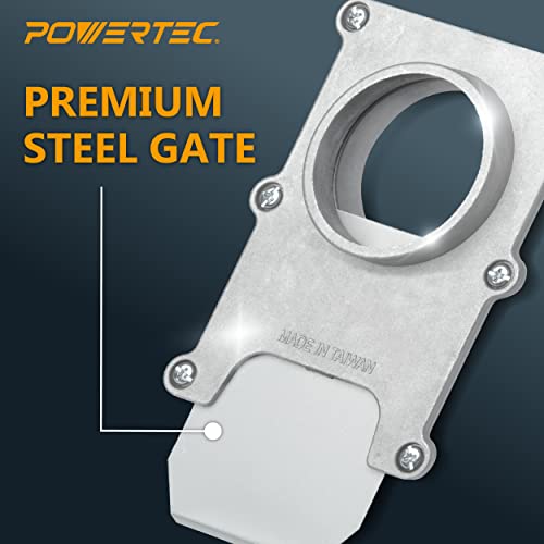 POWERTEC 70134-P2 2-1/2-Inch Aluminum Blast Gate for Dust Collector, Dust Collection Fittings - 2 PK POWERTEC