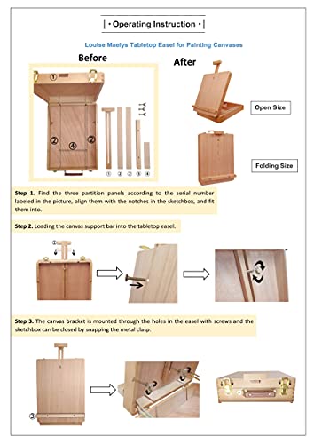 Louise Maelys Tabletop Easel Beechwood Art Easel for Painting Canvases Table Easel Stand for Painters Painting by Numbers, Students Beginners Artist - WoodArtSupply