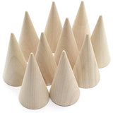 AUEAR, 10 Pack Wood Cone Ring Holder Finger Jewelry Display Stand DIY Craft Wooden Cone (Natural, Vertical Shaped) AUEAR