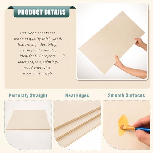 12 Pack 12 x 12 x 1/4 Inch-6mm Thick Basswood Sheets for Crafts Unfinished  Plywood Sheets Boards Square Crafts Wood Sheets for DIY Laser Projects