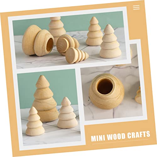 Tofficu 10pcs Wood Tree Wooden Peg Figures Unfinished Wood Christmas Tree Wooden Peg Dolls People Tree Figurine Model Paintable Wood Tree Wood Peg Tofficu