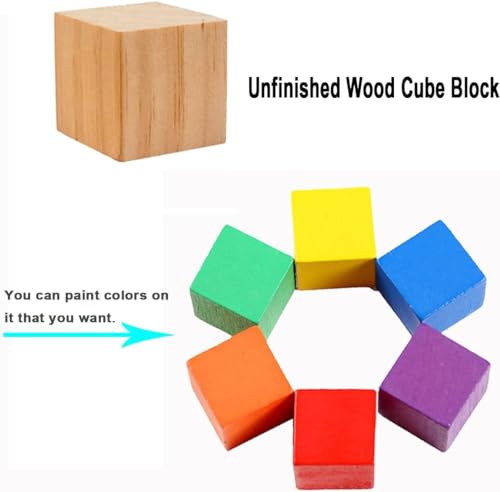 4PACK Wooden Blocks for Crafts, Unfinished Wood Cubes Blocks, 3 Inch Natural Wooden Blocks, Wood Square Blocks, Wooden Cubes for Arts and Crafts and