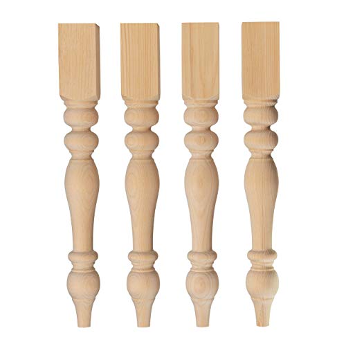 CAROLINA LEG CO. Chunky Farmhouse Table Legs - Unfinished - DIY Furniture - Turned Legs - Set of 4 - Dimensions: 3.5" x 29" - WoodArtSupply