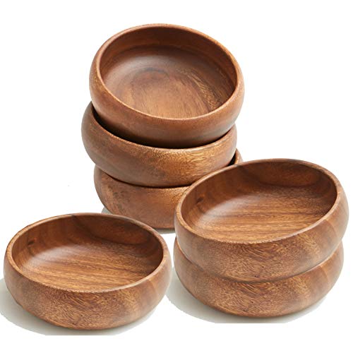 Woodard & Charles Acacia Wood Snack Serving Bowl, Set of 4, 6" x 2" (Set of 6) Woodard & Charles