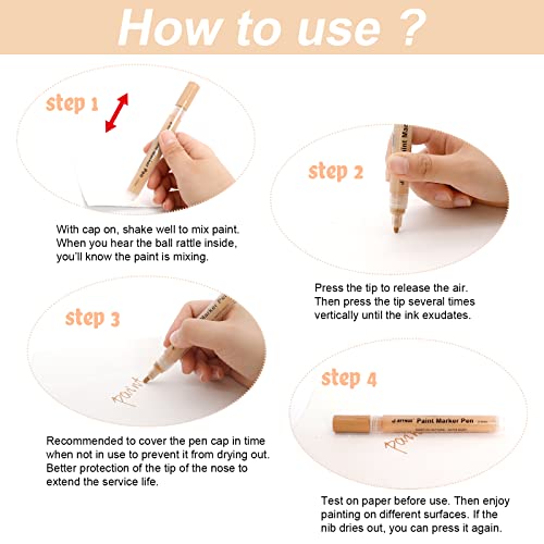 YOOHO Skin Tone Acrylic Paint Pens, Paint Markers for Wood,Glass,Fabric,Rocks Painting Paint Pens (2mm skin tone) YOOHO