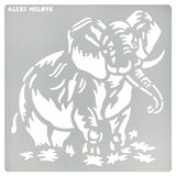 Aleks Melnyk No.478 Metal Stencil, Elephant Mammal Animal, Safari Animal, Small Stencil, 1 PC, Template for Wood Burning, Engraving, Crafting, Aleks Melnyk