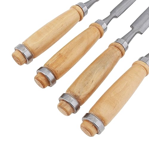 Omninmo 4PCS Carpenter Engraving Chisel Set Semi-Circular Woodworking Chisel Carving Chisel Chrome Vanadium Steel Carpenter Wood Carving DIY Gouge - WoodArtSupply