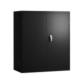 Zipzop Black Metal Storage Cabinet Lockable Steel Storage Cabinet with 2 Adjustable Shelves and 2 Door, Metal Utility Office Locker, 42”H×36”W×18”D Zipzop