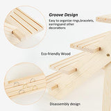 NBEADS 4-Tier Wooden Display Stand Riser, 12-Slot Earring Ring Holder Detachable Unfinished Wood Retail Jewelry Card Display Stand with Groove for NBEADS