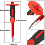 RHBLME 4PCS Masonry Chisel with Hand Protection, 12 Inch Heavy Duty Chisel Set - 2 PCS Flat Head Chisel & 2 PCS Pointed Head Chisel - Used for RHBLME