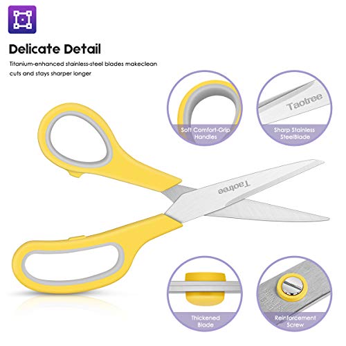 Scissors Bulk 40-Pack, Taotree 8" Multipurpose Scissors, Soft Comfort-Grip Handles Stainless Steel Sharp Shears for School Office Home, High/Middle - WoodArtSupply