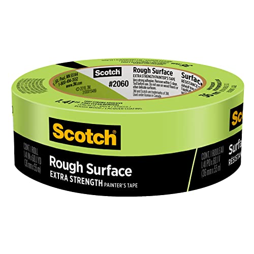 Scotch Painter's Tape Rough Surface Extra Strength Painter's Tape, Green, Tape Protects Surfaces and Removes Easily, Rough Surface Painting Tape for Scotch