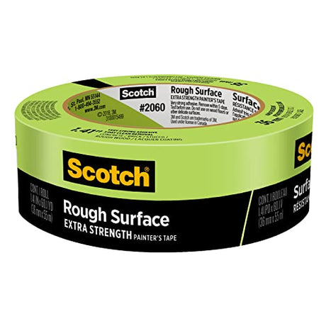 Scotch Painter's Tape Rough Surface Extra Strength Painter's Tape, Green, Tape Protects Surfaces and Removes Easily, Rough Surface Painting Tape for Scotch