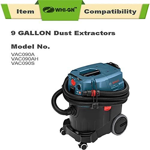 WHI-GN Replacement for BOSCH Bags, VB090F Fleece Filter Bags, compatible with BOSCH 9 Gallon Dust Extractors VAC090 (6 Pack) WHI-GN