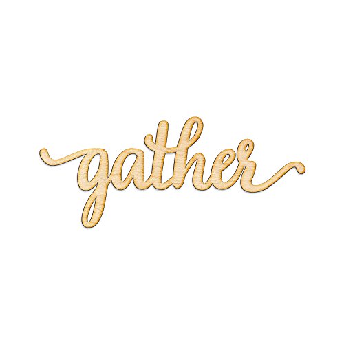 Woodums Gather Script Word Wood Sign Home Décor Wall Art for Gallery Wall - Unfinished 24" Wide x 10" Tall