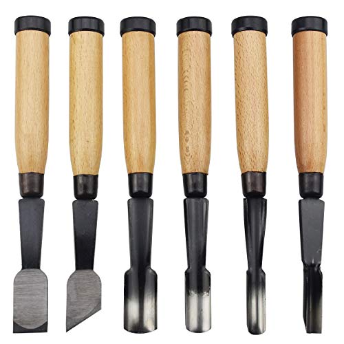 SUNREEK 6 Pieces Professional Wood Carving Chisel Set Woodworking Tools for Wood Carving and Woodwork - WoodArtSupply